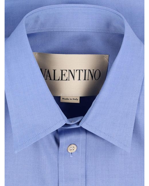Valentino Blue Cotton Shirt "Vgold" for men