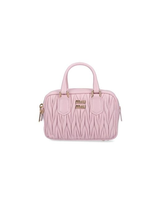 Miu Miu Pink Logo Mini Bowling Bag