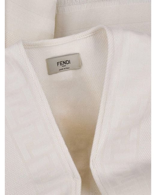 Fendi White Virgin Wool And Silk Poncho