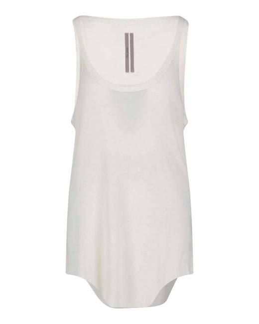 Rick Owens White Wool And Silk Tank Top