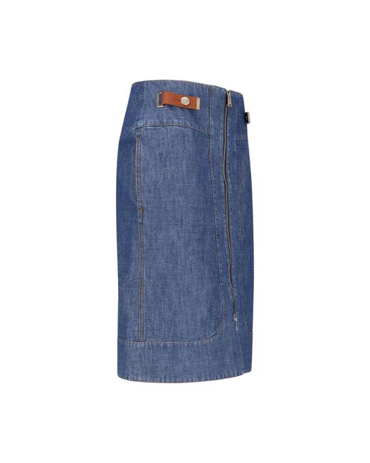 Fendi Blue Denim Midi Skirt