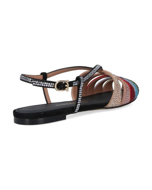 Ferragamo White Playful Multicolour Strappy Sandals With Flat Sole