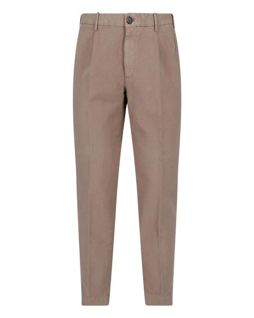 Incotex Gray Straight Cotton Trousers for men