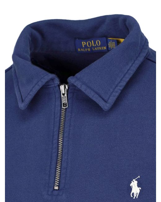 Polo Ralph Lauren Blue Zip Logo Sweatshirt for men