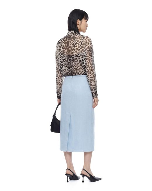 Ermanno Scervino White Silk Shirt, Animal Print, Classic Collar