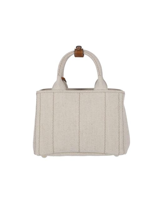 Prada White Small Logo Tote Bag