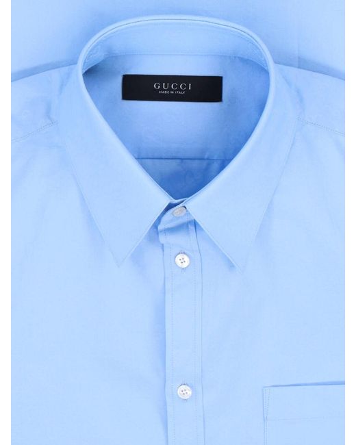 Gucci Blue Cotton Shirt for men