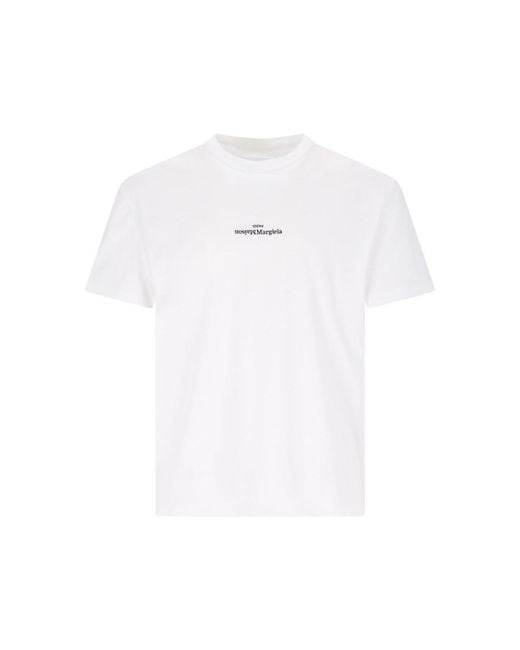 Maison Margiela White Distorted Logo T-Shirt for men