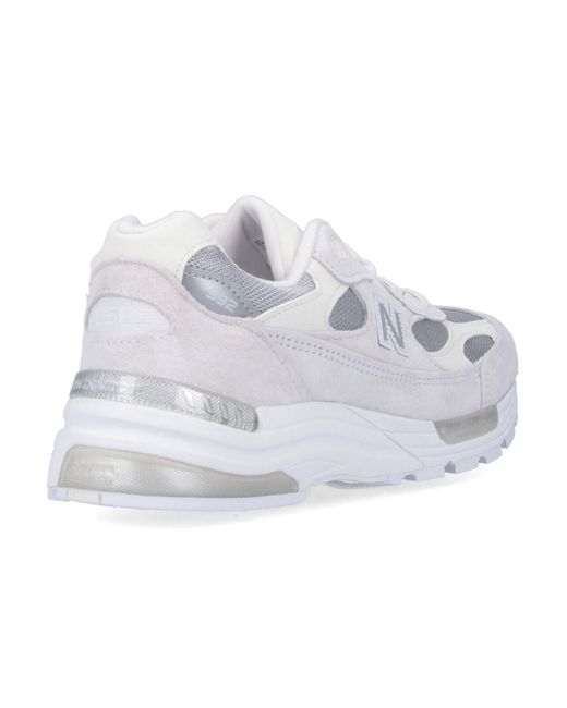 New Balance White Suede & Mesh Sneakers With Pigskin Detail