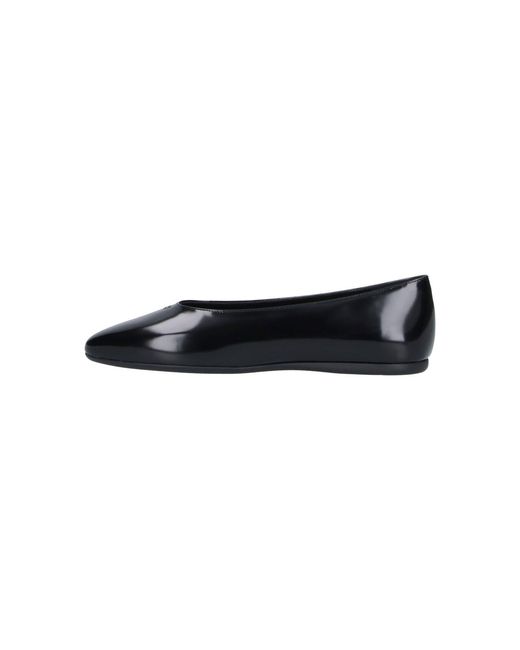 Prada Black Brushed Leather Ballet Flats