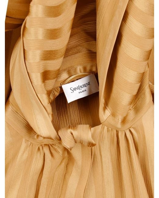 Saint Laurent Natural Lavalier Silk Shirt