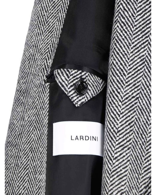 Lardini Gray Double-Breasted Virgin Wool Coat for men