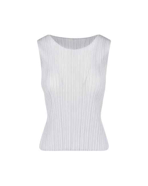 Pleats Please Issey Miyake White Pleated Tank Top