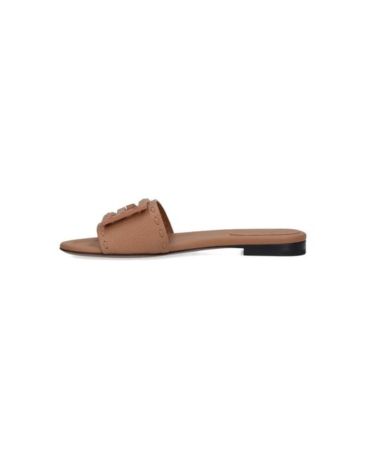 Fendi White Slides Sandals "Baguette"