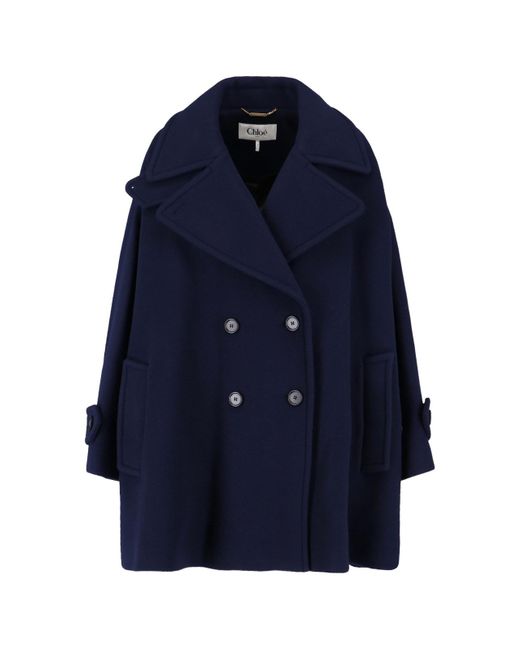Cappotto Doppiopetto Oversize di Chloé in Blue