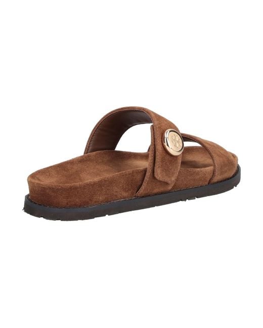 Tory Burch Brown Leather Sandals With Suede Lining