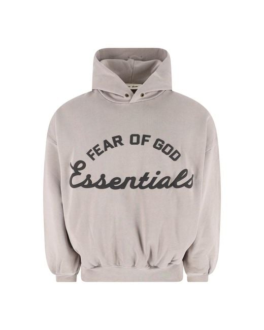Fear Of God Gray Oversized Arched Logo Hooded Sweatshirt for men
