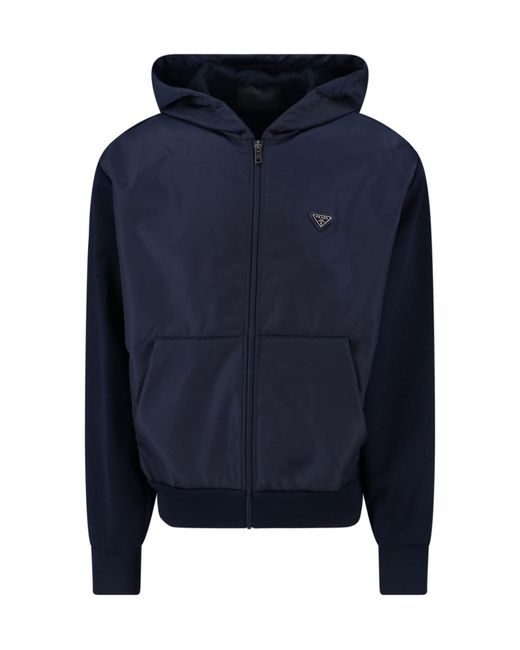 Prada Logo Hoodie in Blue for Men | Lyst UK