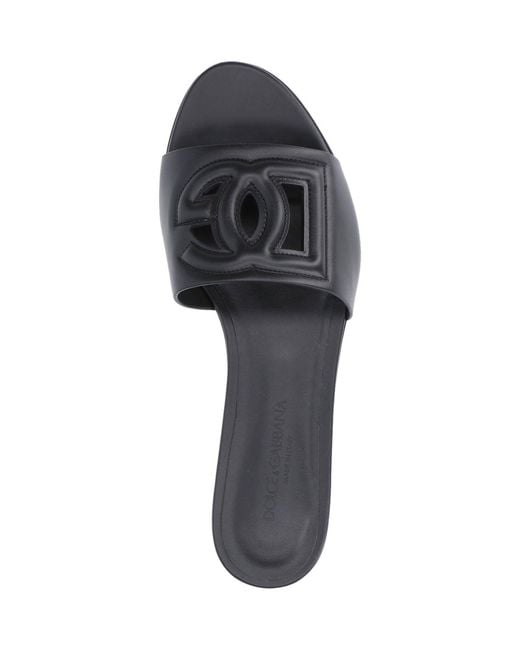 Dolce & Gabbana Black 'dg Millennials' Logo Slides