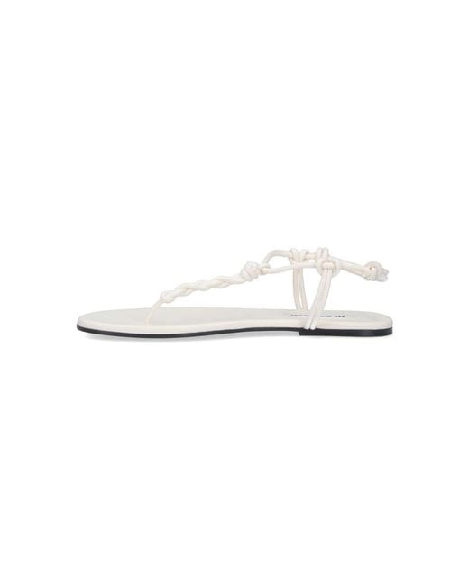 Jil Sander White Tangle Braided Leather Thong Sandals
