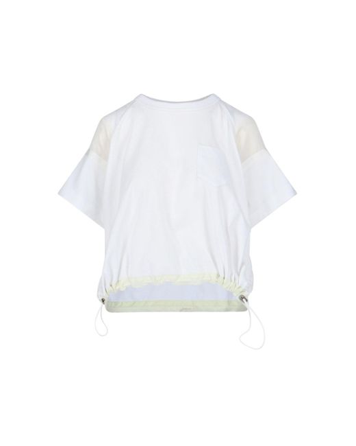 T-Shirt Dettagli Nylon di Sacai in White