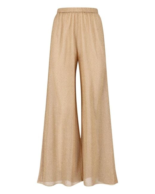 Oseree Natural Lumière Metallic Wide-Leg Sheer Pants