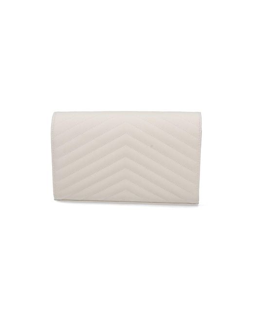 Saint Laurent White Pouch With Chain "Cassandre"