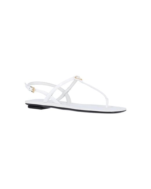 Prada White Leather Logo Sandals