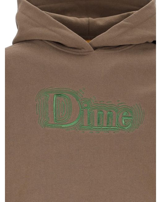 Dime Brown Logo Embroidery Sweatshirt for men