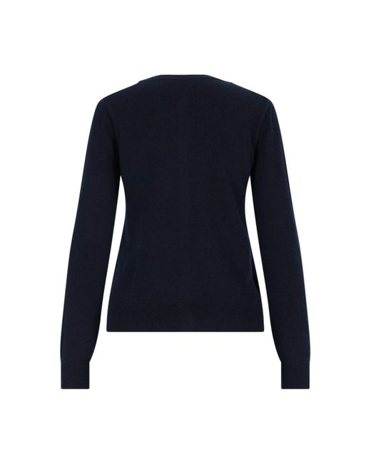 Cardigan In Cashmere Logo di Miu Miu in Blue
