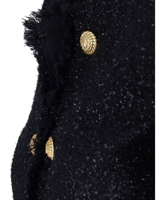 Balmain Blue Tailored Wool-Blend Jacket With Sculpted Structure