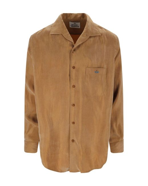 Vivienne Westwood Brown Suede Effect Shirt for men