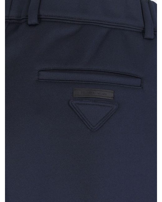 Prada Blue Logo Straight Pants for men