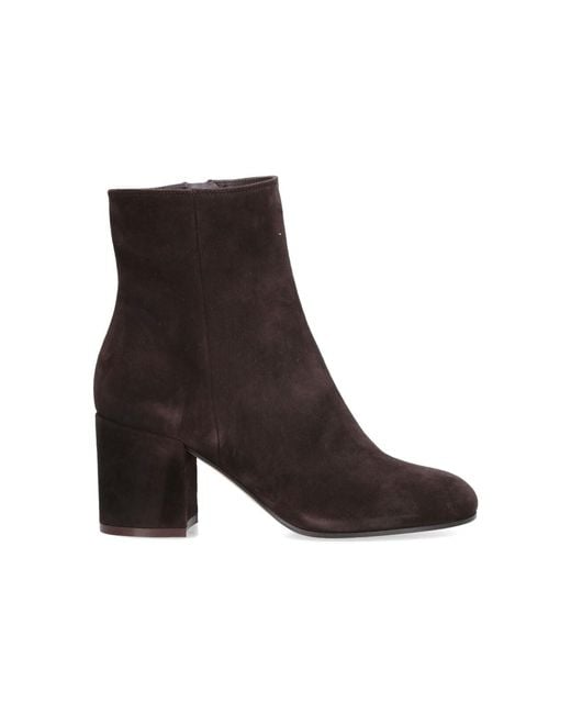 Gianvito Rossi White Suede Ankle Boots With Rounded Toe