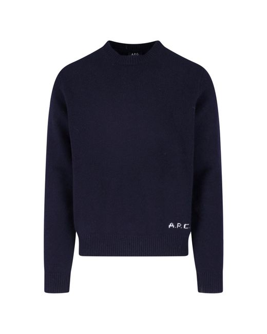 A.P.C. Blue A. P.C. 100% Wool Crewneck Sweater for men