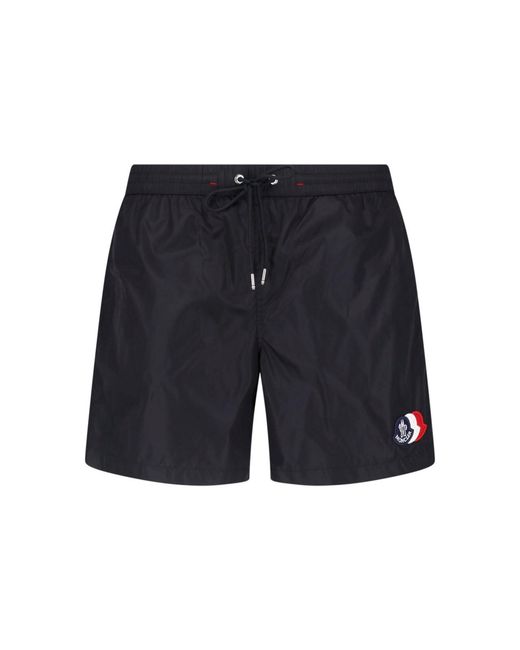 Moncler Blue Beach Shorts Logo for men