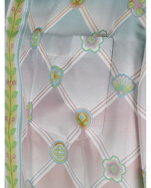Casablanca Green Multicolour Pattern Casual Shirt With Classic Collar for men