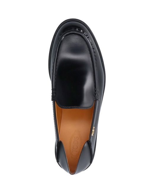 Tod's Black Calf Leather Flap Ballet Flats