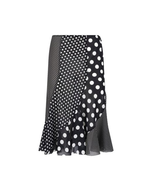 Junya Watanabe Black Polka Dot Patchwork Ruffled Skirt