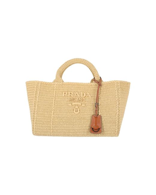 Prada White Raffia Tote Bag