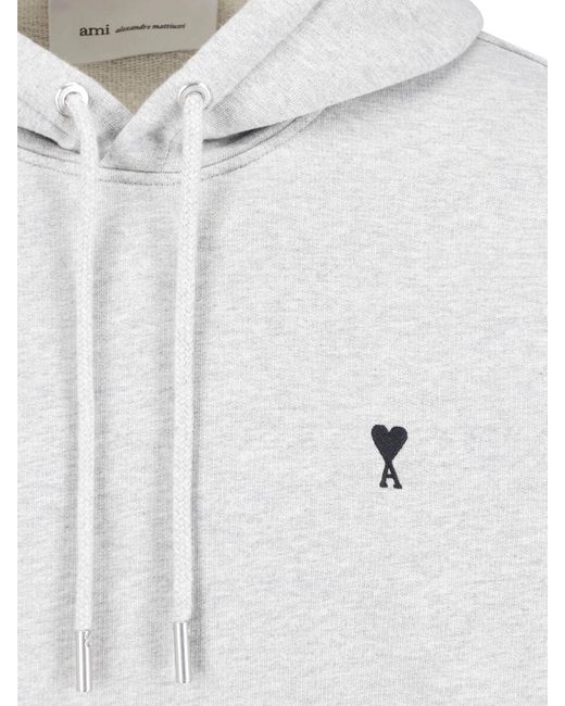 AMI Gray Ami De Caur Kangaroo Pocket Hoodie for men
