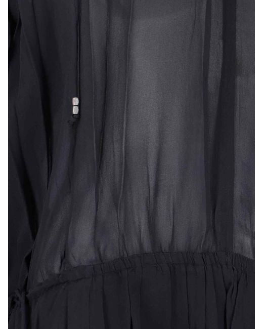Isabel Marant Blue Semi-Transparent Midi Dress With Drawstring Waist