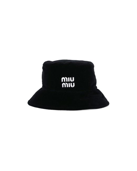 Miu Miu Black Logo Bucket Hat