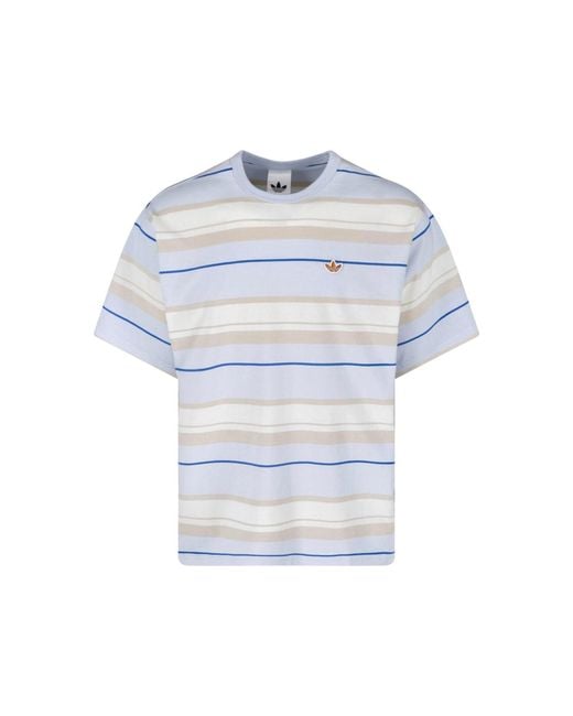 Adidas White Striped T-Shirt for men