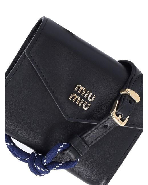 Miu Miu Black Wallet With Shoulder Strap