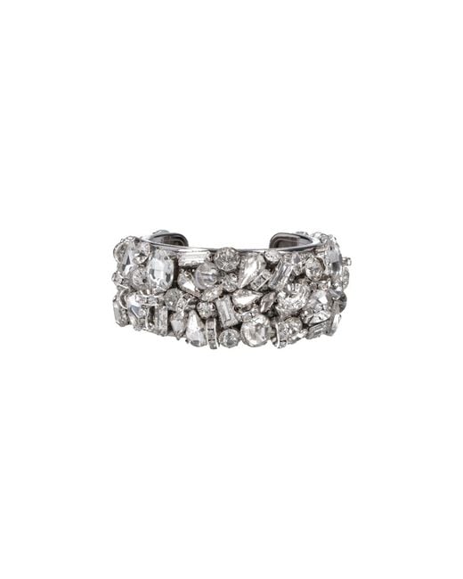 Dries Van Noten White Embellished Crystal Cuff Bracelet
