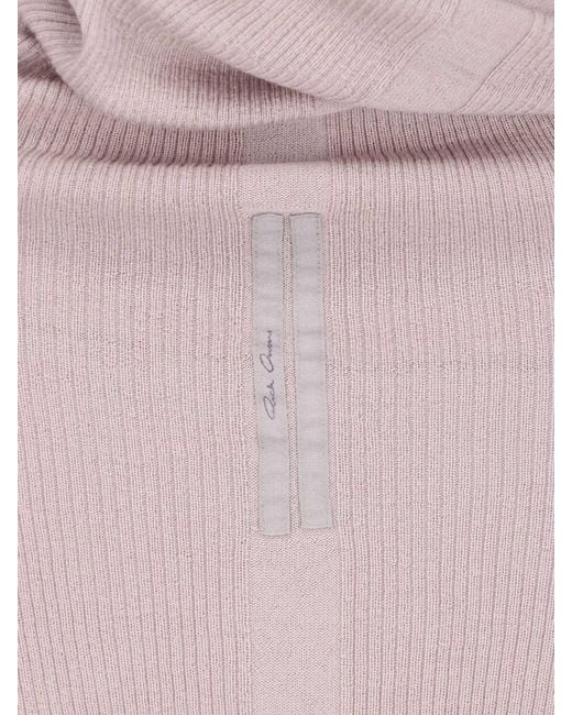Rick Owens Pink High-Neck Wool Sweater