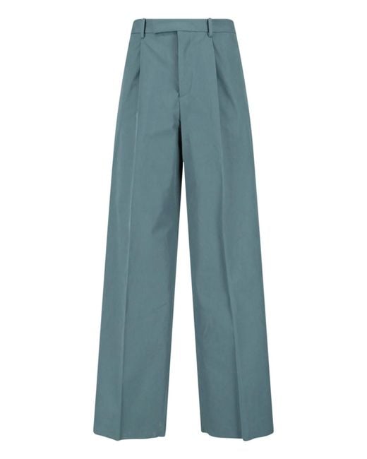 Jil Sander Blue Mid-Rise Straight-Leg Cotton Trousers for men