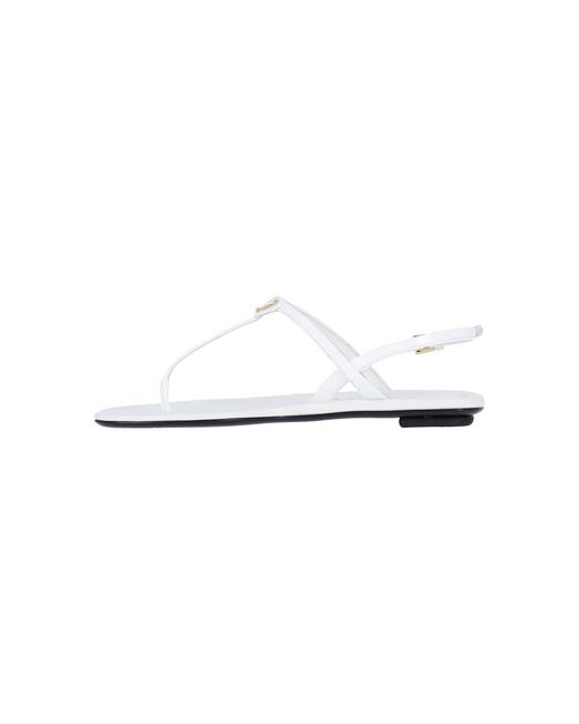 Prada White Leather Logo Sandals