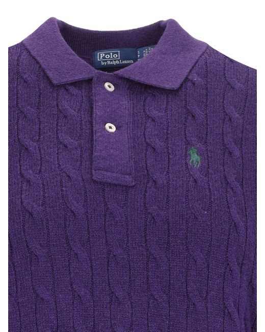 Polo Ralph Lauren Purple Braided Knit Polo Shirt